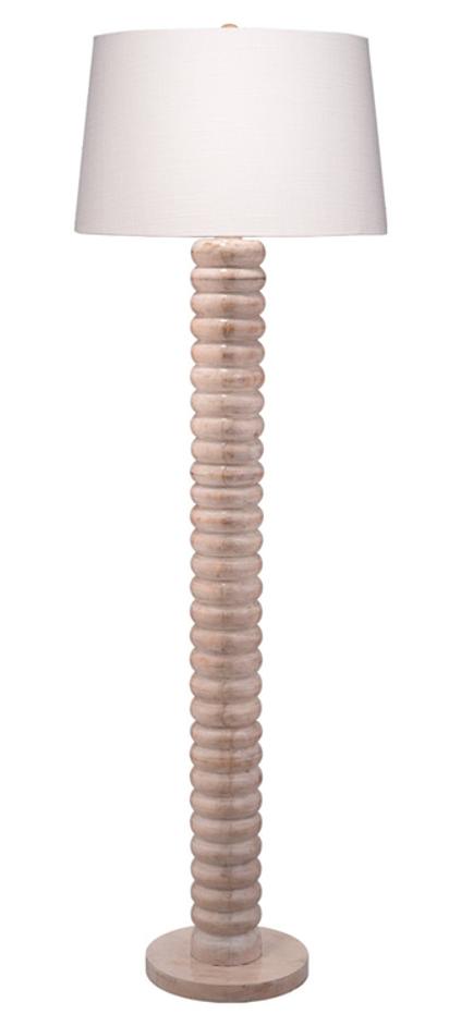 Abacus Mango Wood 1-Light Floor Lamp with Polyester Linen Shade by Jamie Young