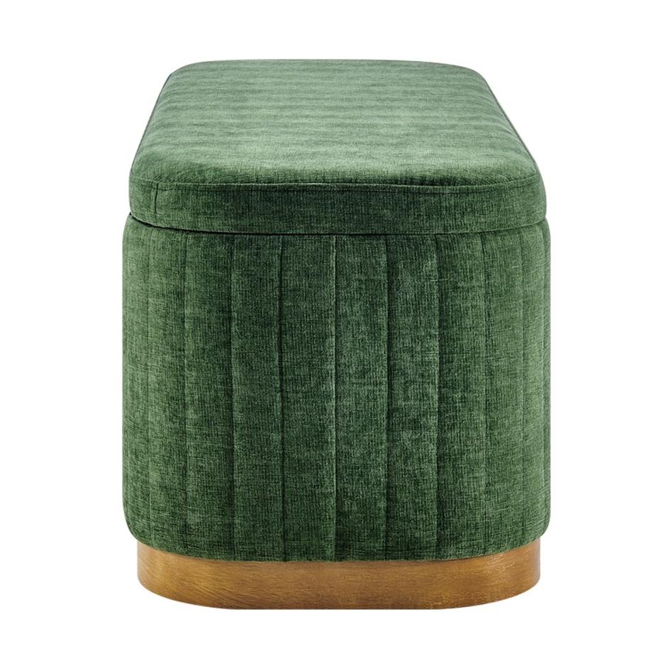 Clinton Chenille Storage Bench, Seneca Green  by New Pacific Direct
