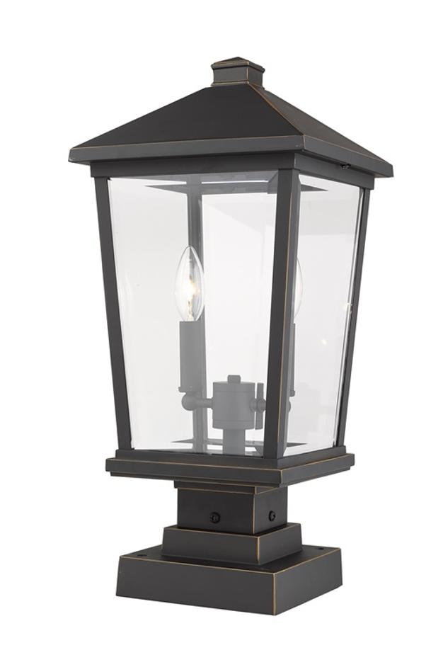 Beacon 2 Light Outdoor Pier Mounted Fixture in Oil Rubbed Bronze Finish by Z-Lite