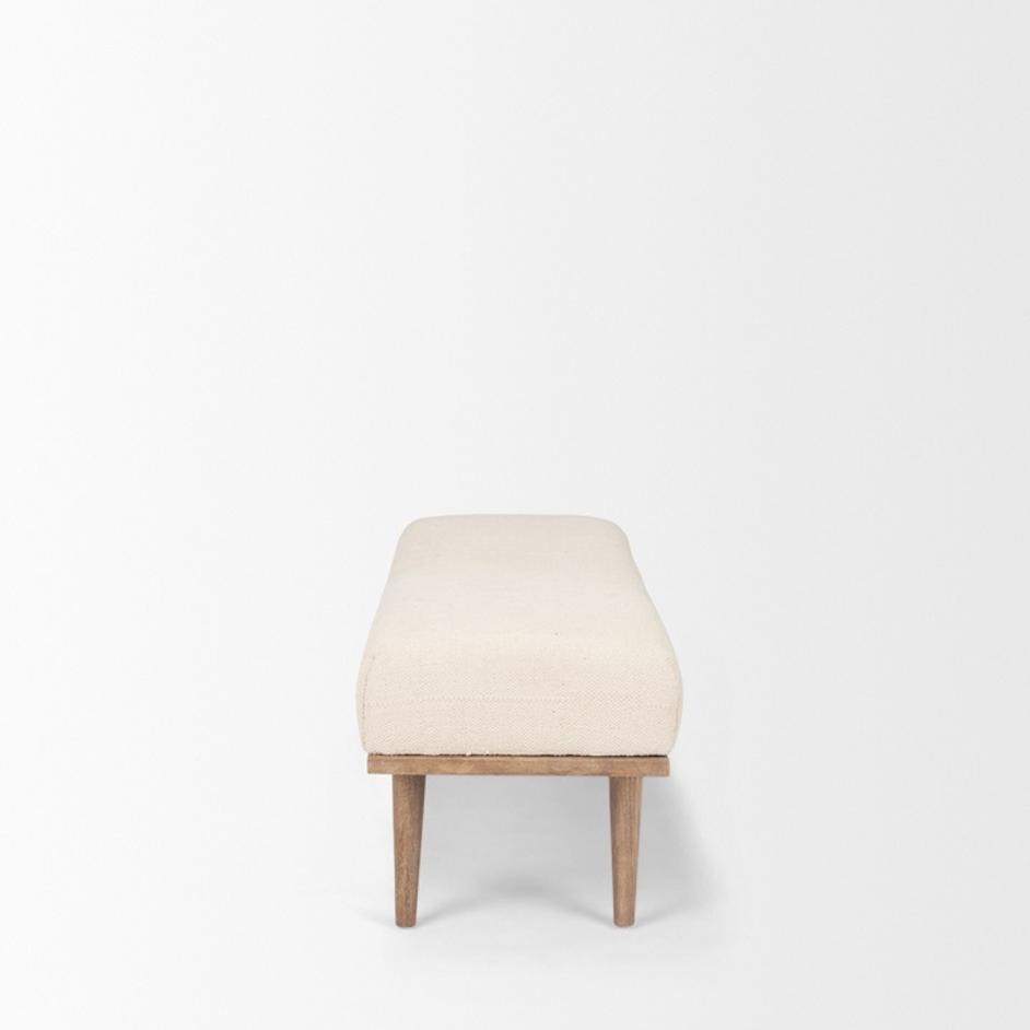 Shae Brown Wood w/ Oatmeal Fabric Bench by Mercana