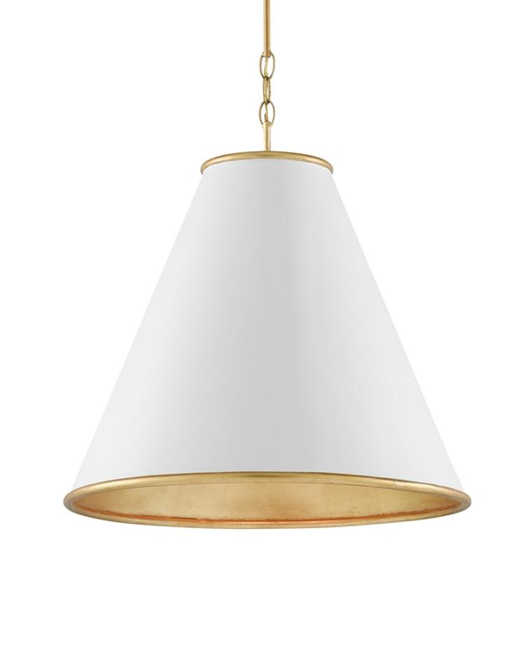 Pierrepont White Large Pendant In  White & Gold by Currey & Company
