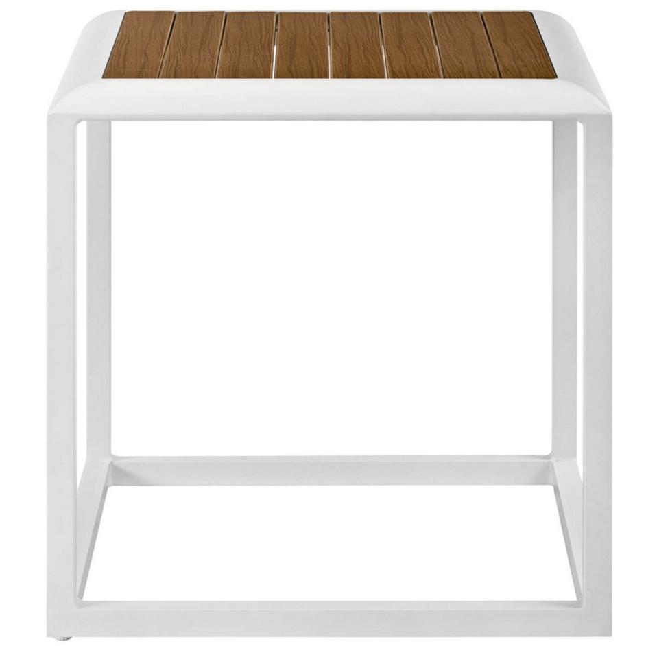 Aubrey Outdoor Patio Aluminum Side Table In White Natural by Modway Furniture