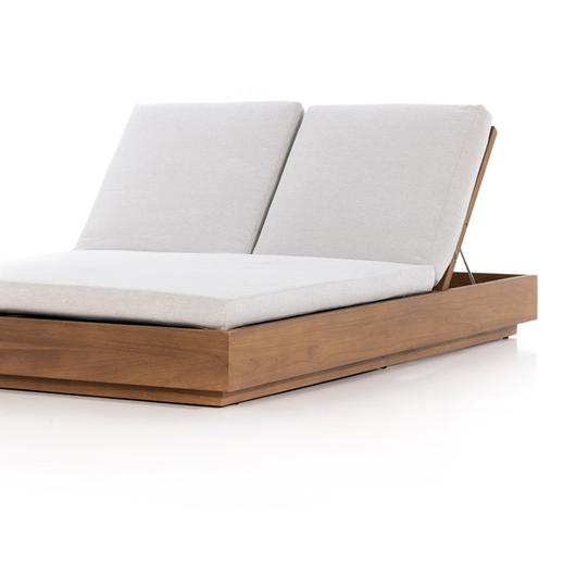 Kinta Outdoor Double Chaise Lounge In Stone by FOUR HANDS