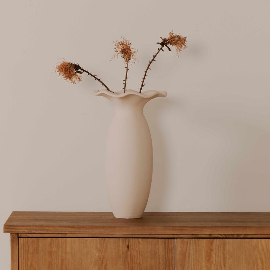 Ruffle 16In Decorative Vessel Ecru by Moes Home