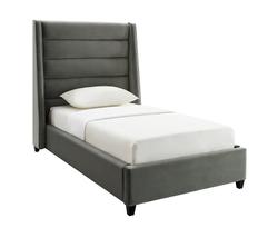 Koah Grey Velvet Bed in Twin by tov furniture