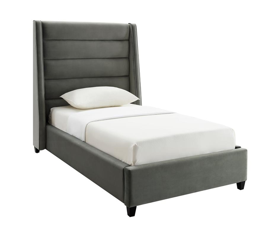 Koah Grey Velvet Bed in Twin by tov furniture