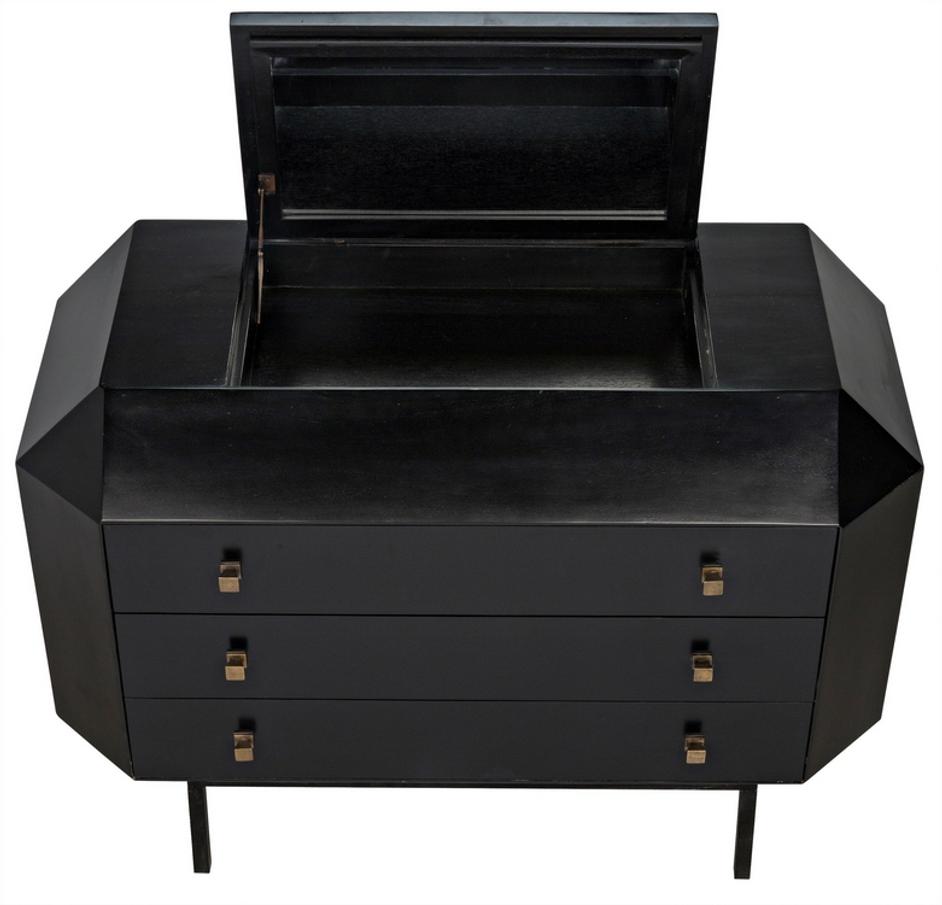 Rhiana Mahogany Dresser with Brass Pulls in Hand-Rubbed Black Finish by Noir Furniture