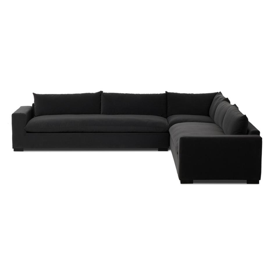Grant 3 Piece Sectional With Arms In Crypton Henry Charcoal And Espresso by Four Hands