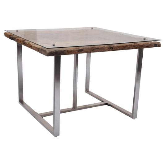 Rail Wood Glass & Metal Square Table by BIDK Home