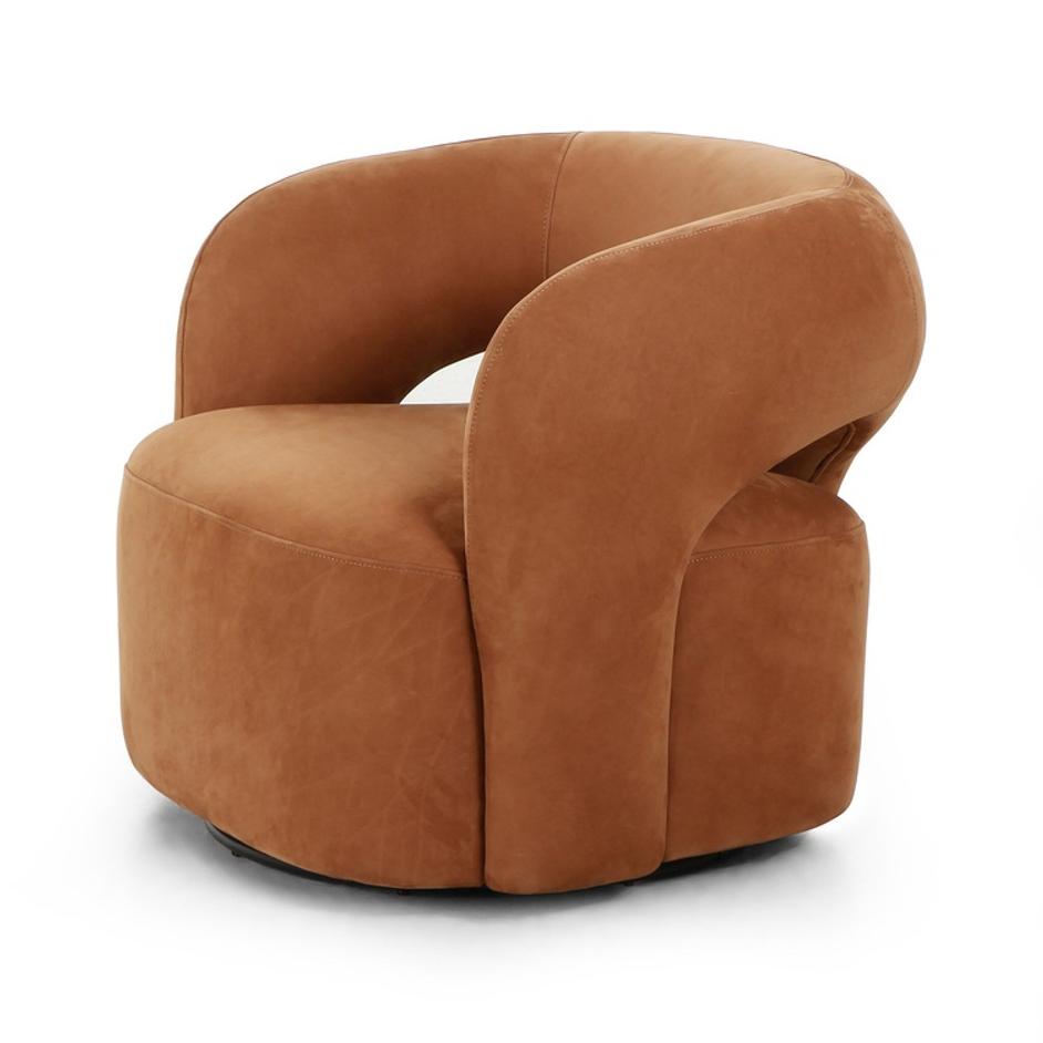Mazie Swivel Chair - Nubuck Cognac by Four Hands