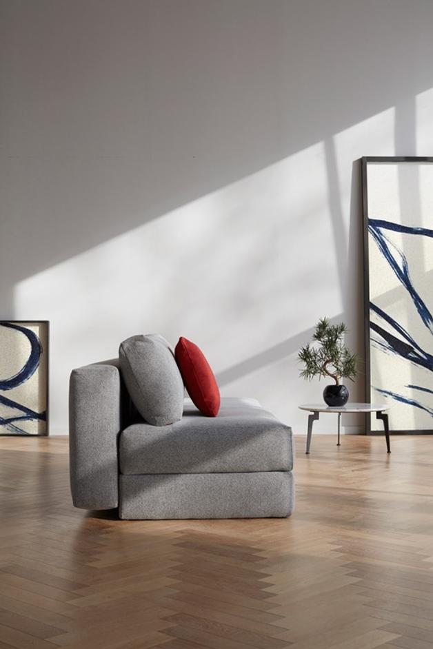 OSVALD FULL SOFABED in MELANGE GREY FABRIC WITH Black steel LEGS 538 by INNOVATION USA