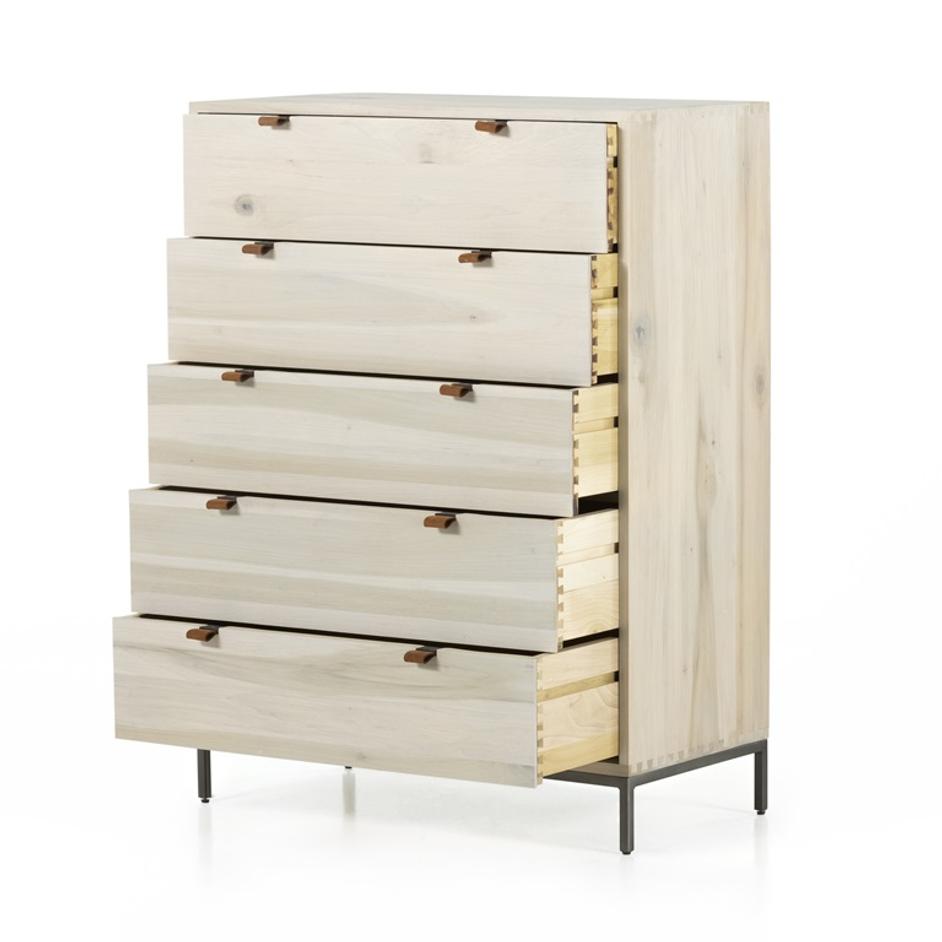 Trey 5 Drawer Dresser In Dove Poplar by FOUR HANDS