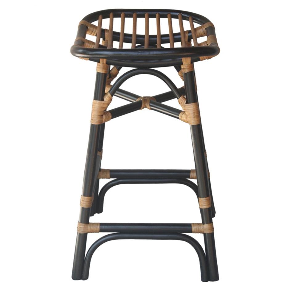 Damara Rattan Counter Stool In Black  by New Pacific Direct