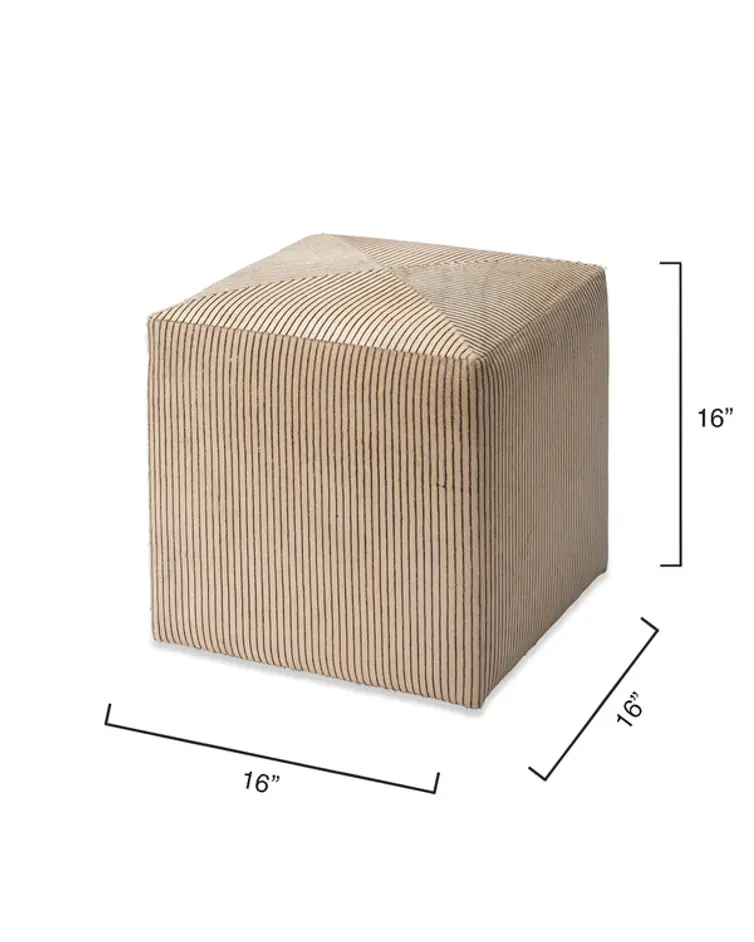 Pinstripe Hide Ottoman, Small by Jamie Young