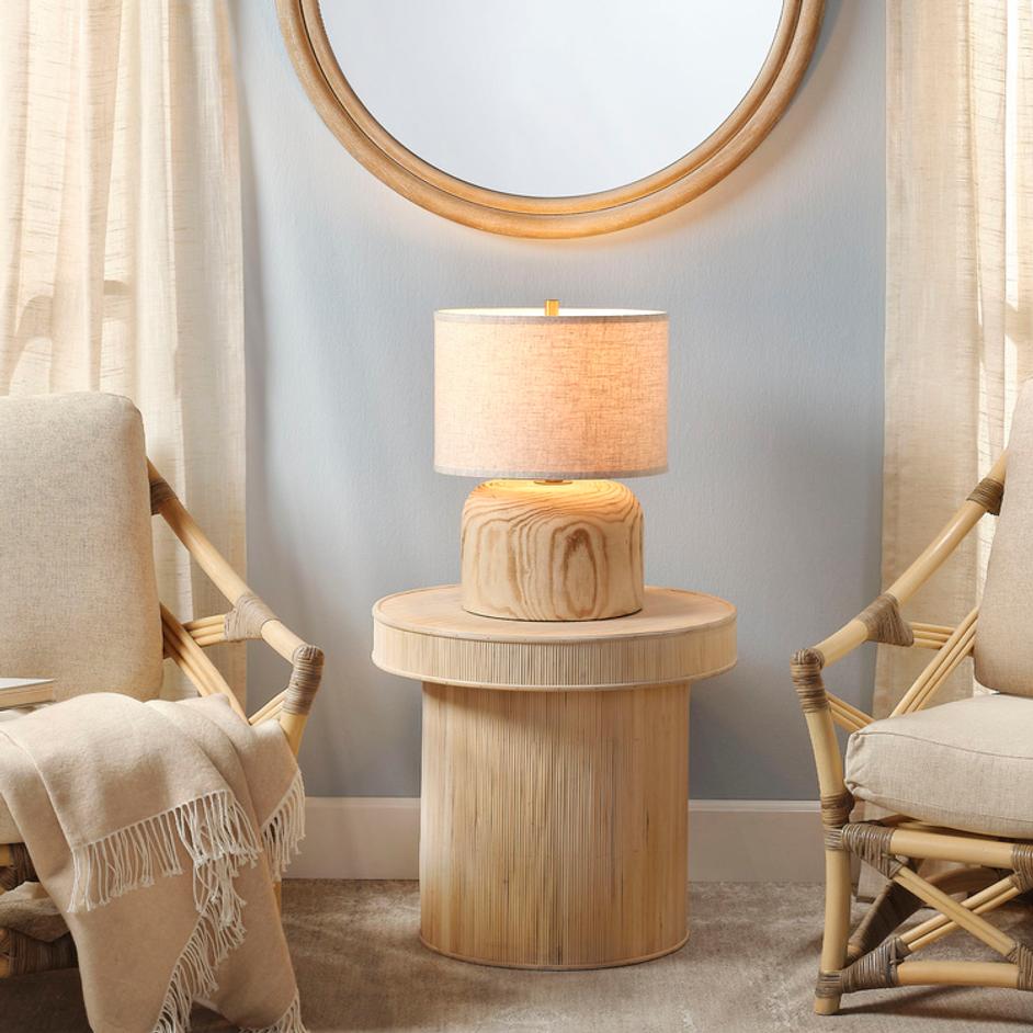 Timber Table Lamp with Linen Shade by Jamie Young