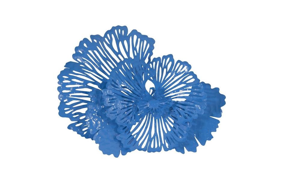 Flower Wall Art, Smallall, Blue, Metal by PHILLIPS COLLECTION