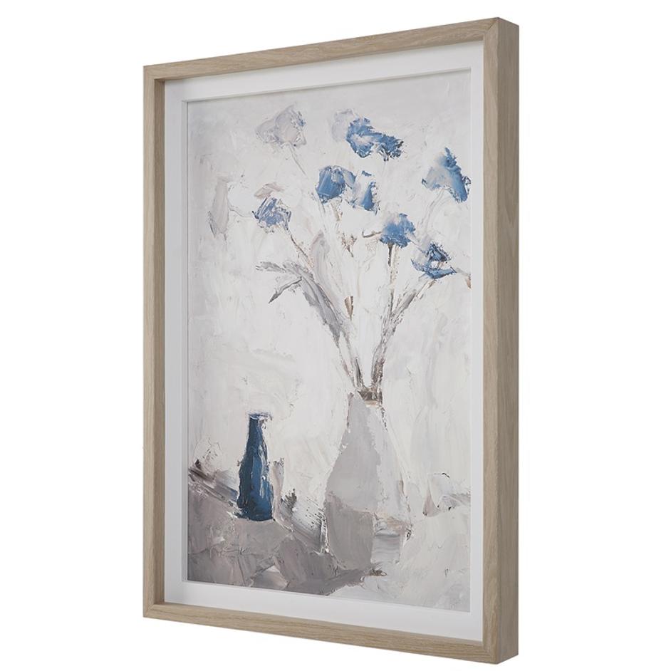 Blue Flowers In Vase Framed Print by Uttermost