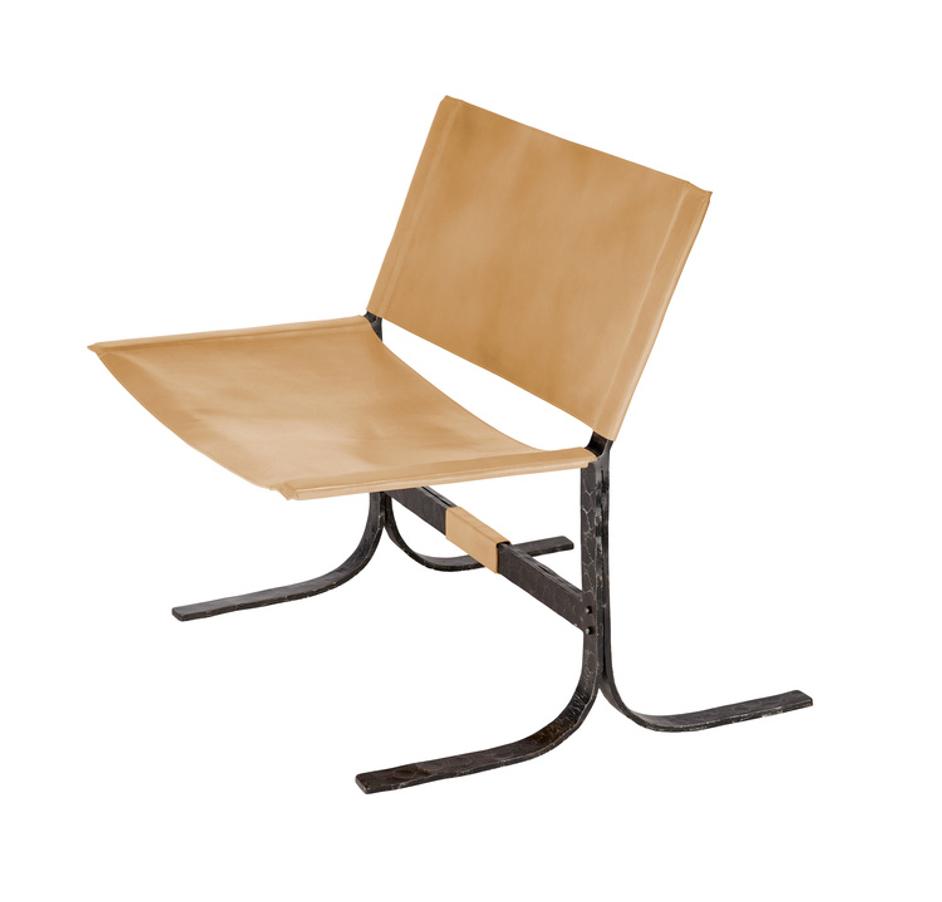  Alessa Leather Sling Chair, Cashew by Jamie Young