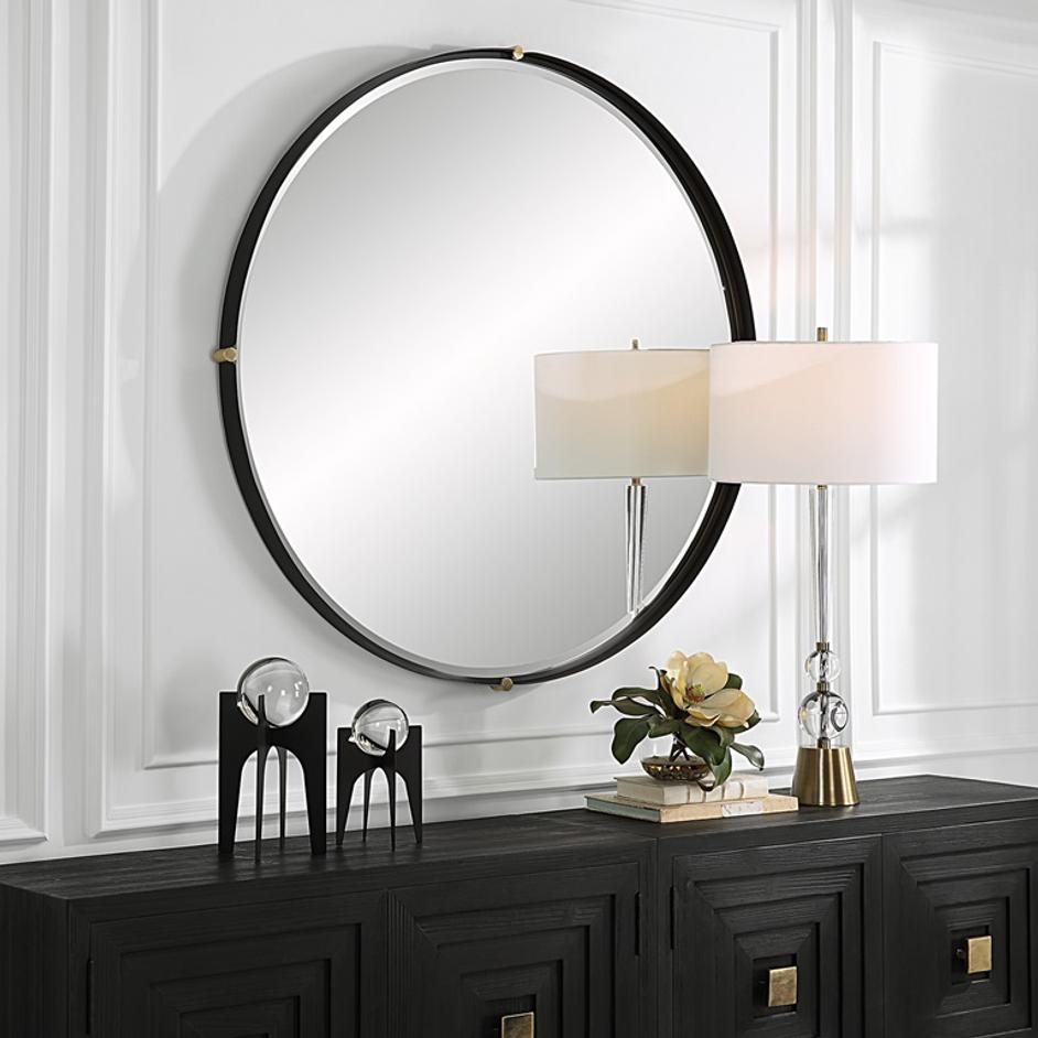 Bonded Round Black Mirror by Uttermost
