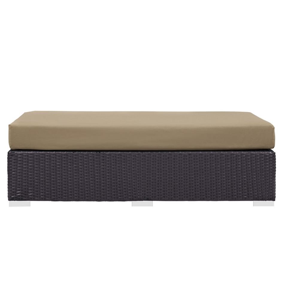 Minerva Outdoor Patio Fabric Rectangle Ottoman In Espresso Mocha by Modway Furniture