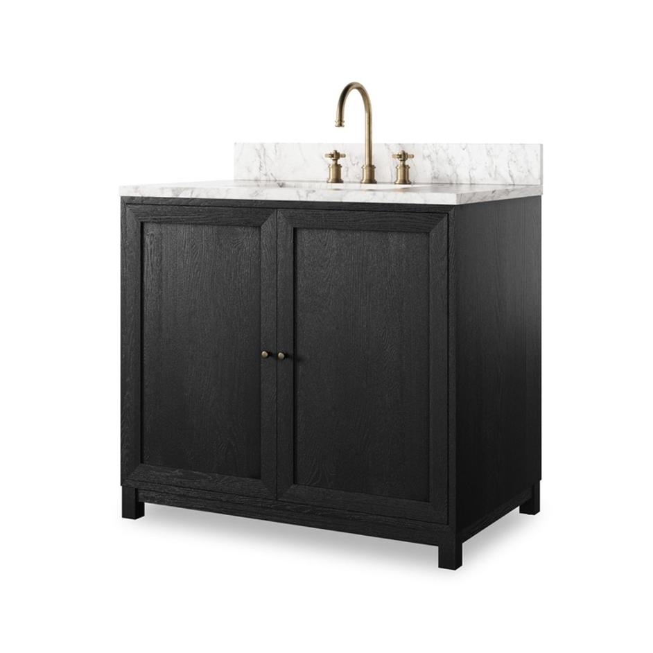 Millie Single Vanity - Satin Drifted Black Veneer by Four Hands