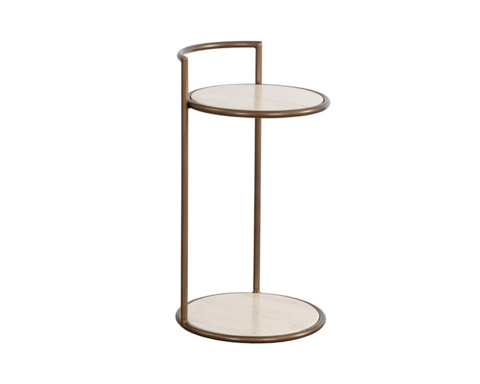 PARGA END TABLE - RUSTIC BRONZE - TRAVERTINE LOOK by Sunpan