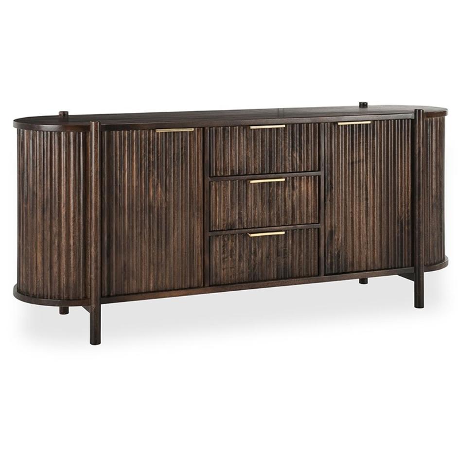 Redford Mango Wood 2Dr 3Dwr Cabinet Bark Brown by Classic Home