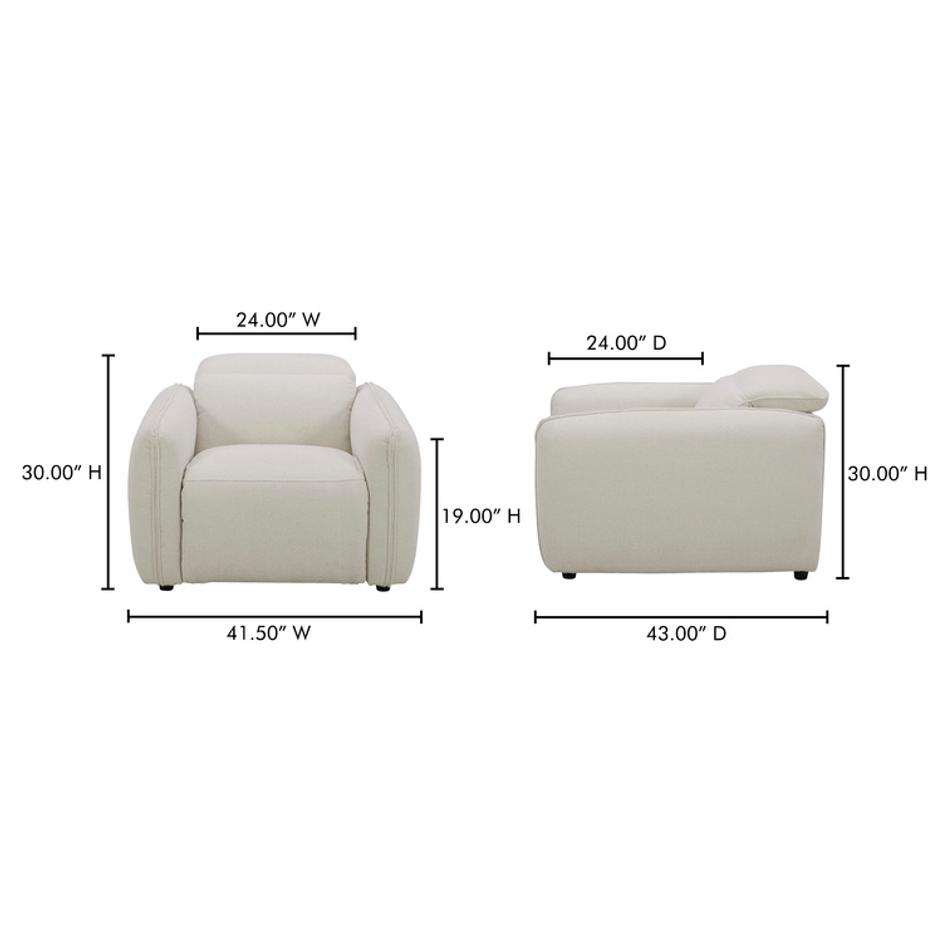 Eli Power Recliner Chair Warm White by Moes Home