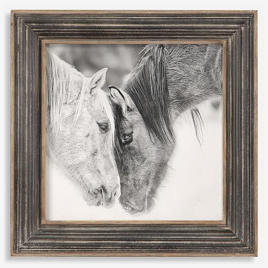 Custom Black and White Horses Framed Print by Uttermost