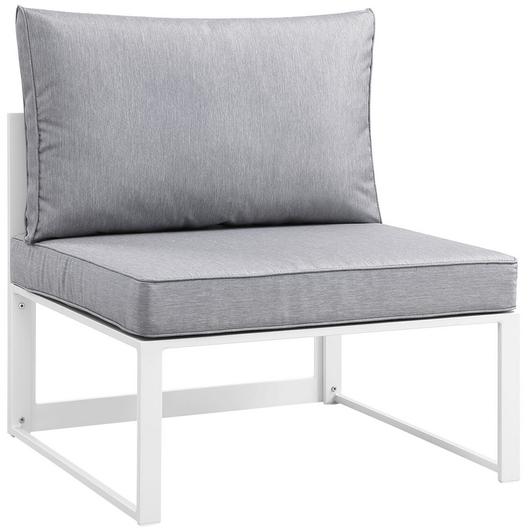 Tyche Armless Outdoor Patio Chair In White Gray by Modway Furniture