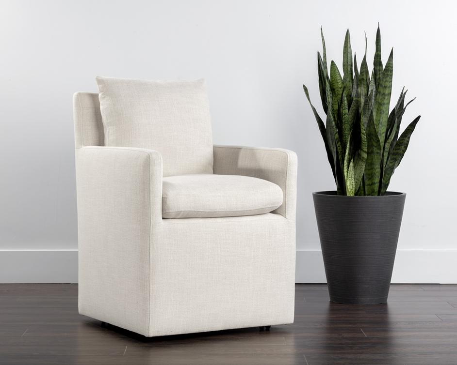 Glenrose Wheeled Dining Armchair - Effie Linen by Sunpan