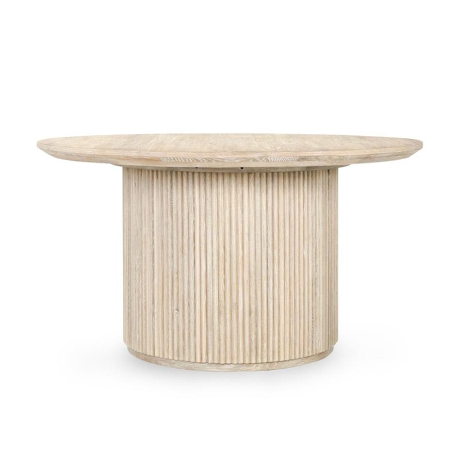 Vander Oak Wood 55" Round Dining Table Cream Washed by Classic Home