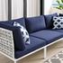 Concord Sunbrella® Basket Weave Outdoor Patio Aluminum Sofa In Taupe Navy by Modway Furniture