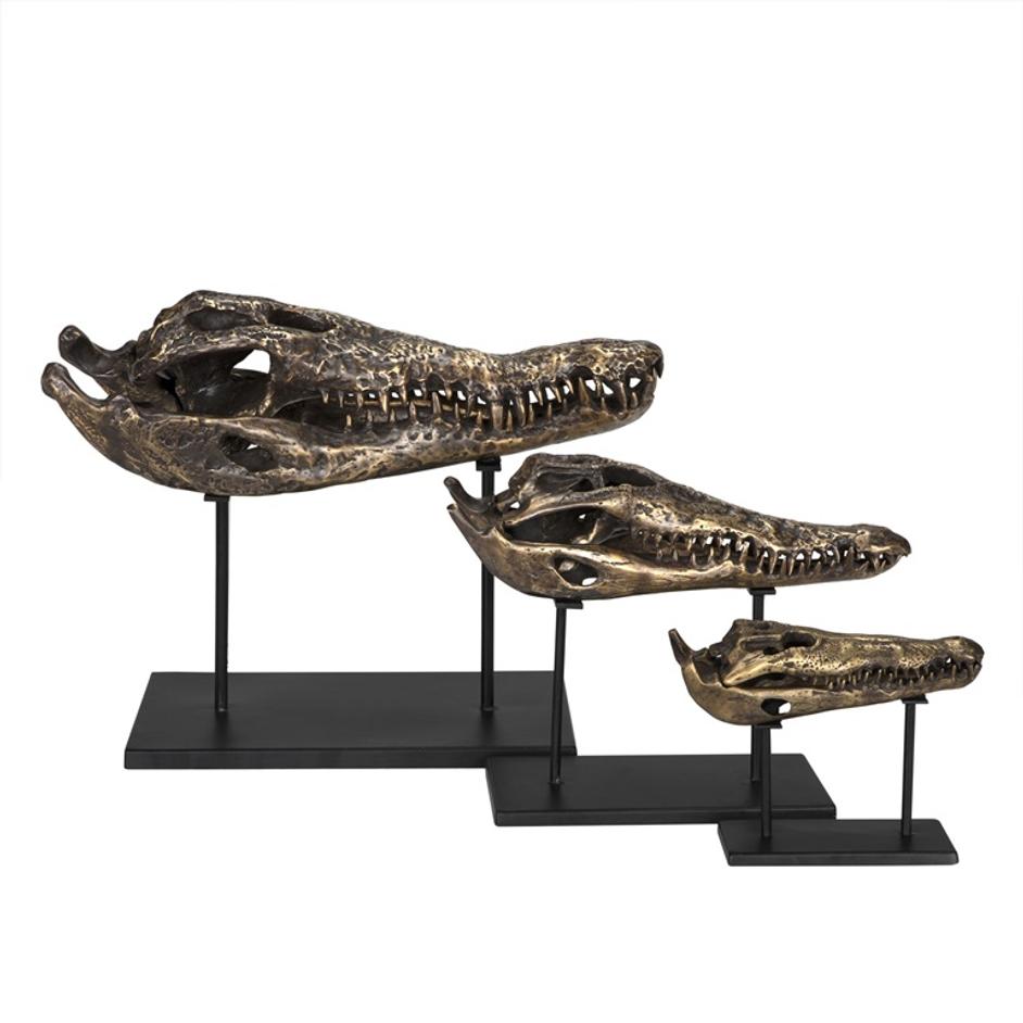 Brass Alligator On Stand, Medium by Noir Furniture