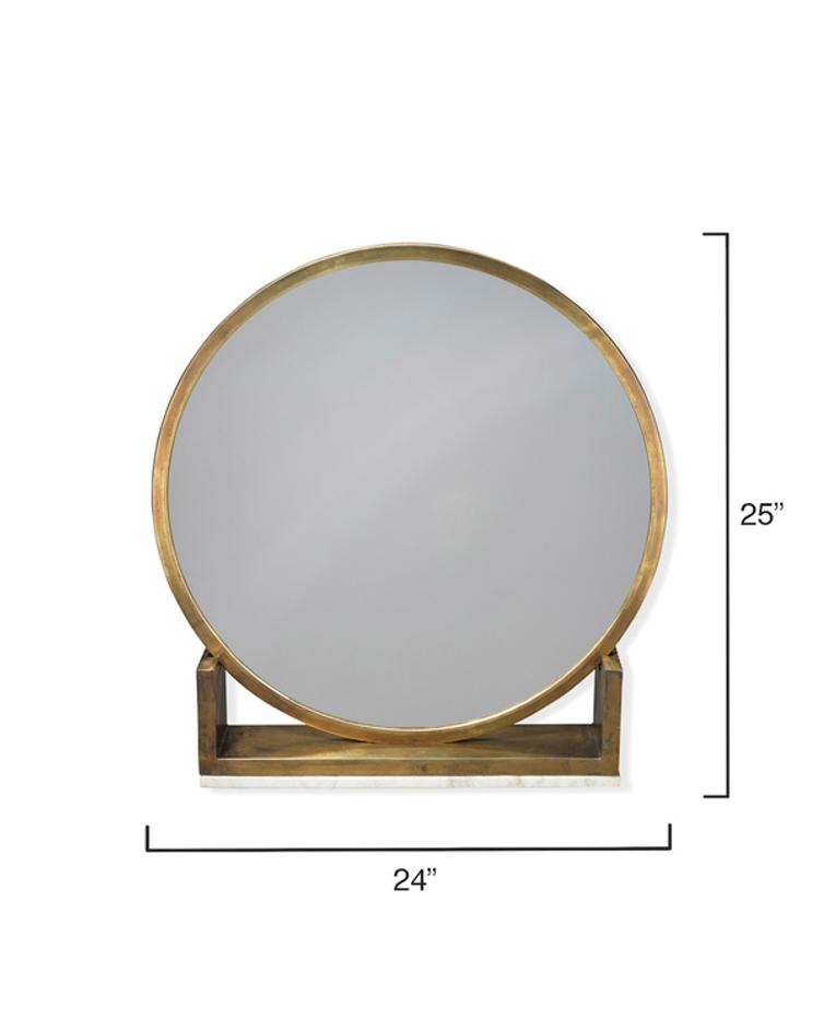 Odyssey Decorative Round Table Mirror, Antique Brass by Jamie Young