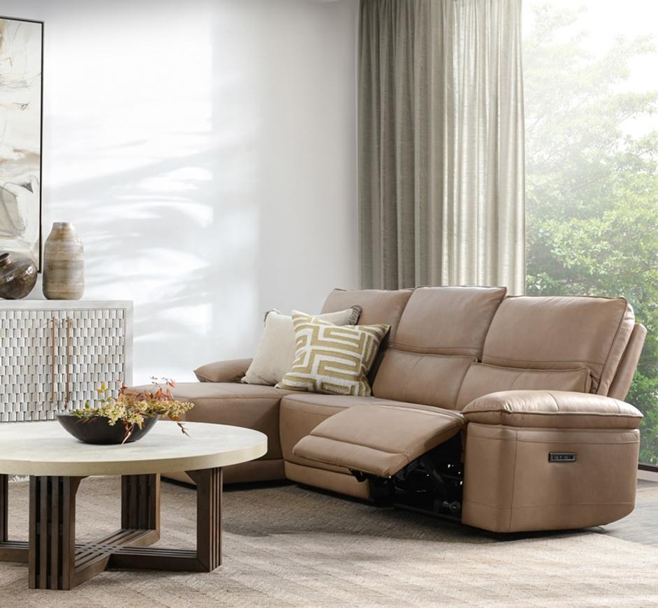 Branford Power Recliner Sectional w/LAF Chaise Camel by Classic Home