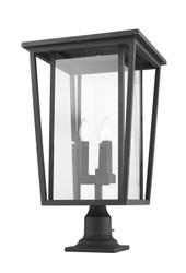 Seoul 3 Light Outdoor Pier Mounted Fixture in Black Finish by Z-Lite