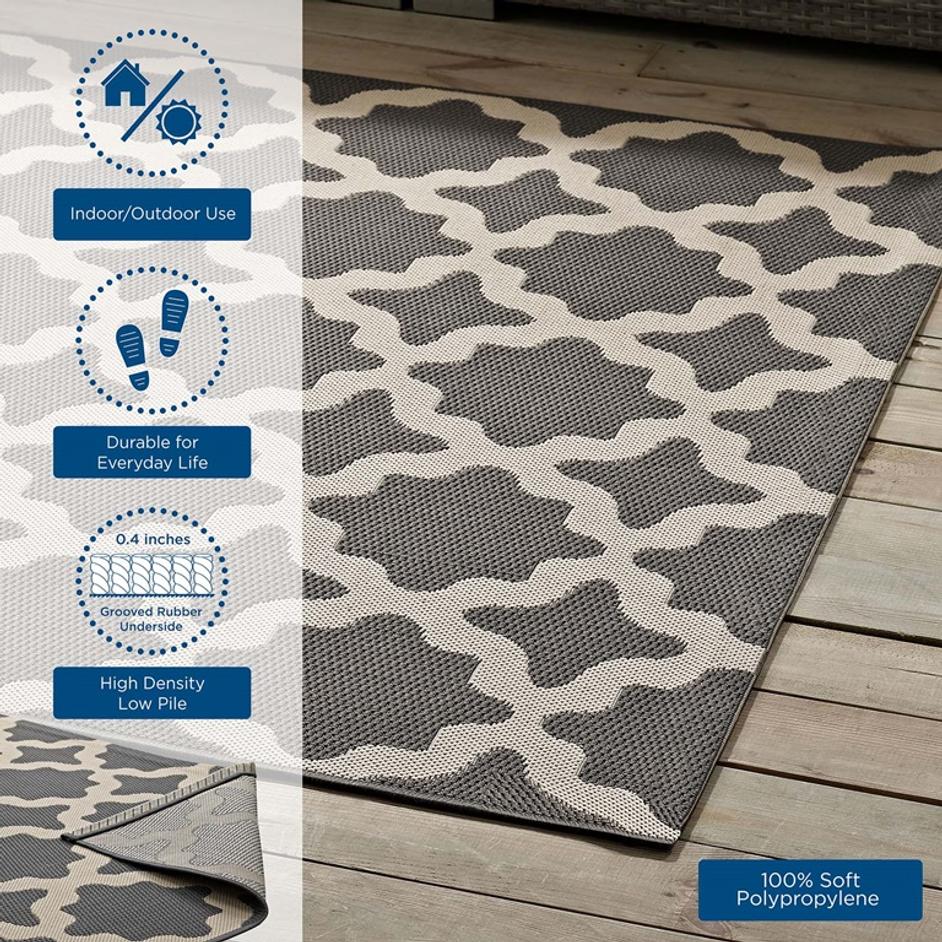 Selena Moroccan Trellis 4X6 Indoor And Outdoor Area Rug In Gray And Beige by Modway Furniture