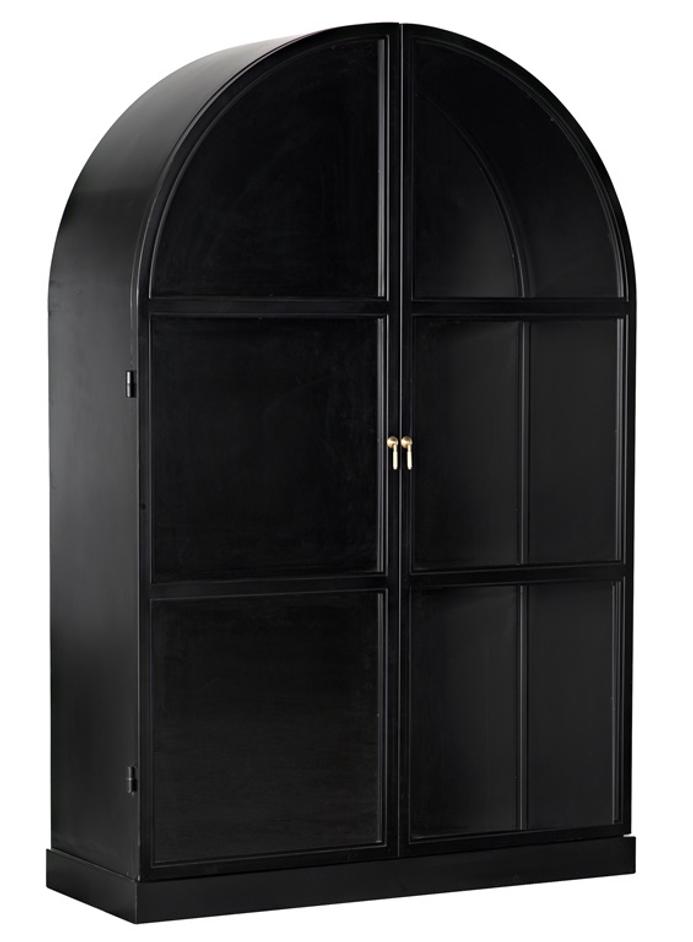 Yoke Hutch Industrial Steel and Glass Matte Black Cabinet by Noir Furniture