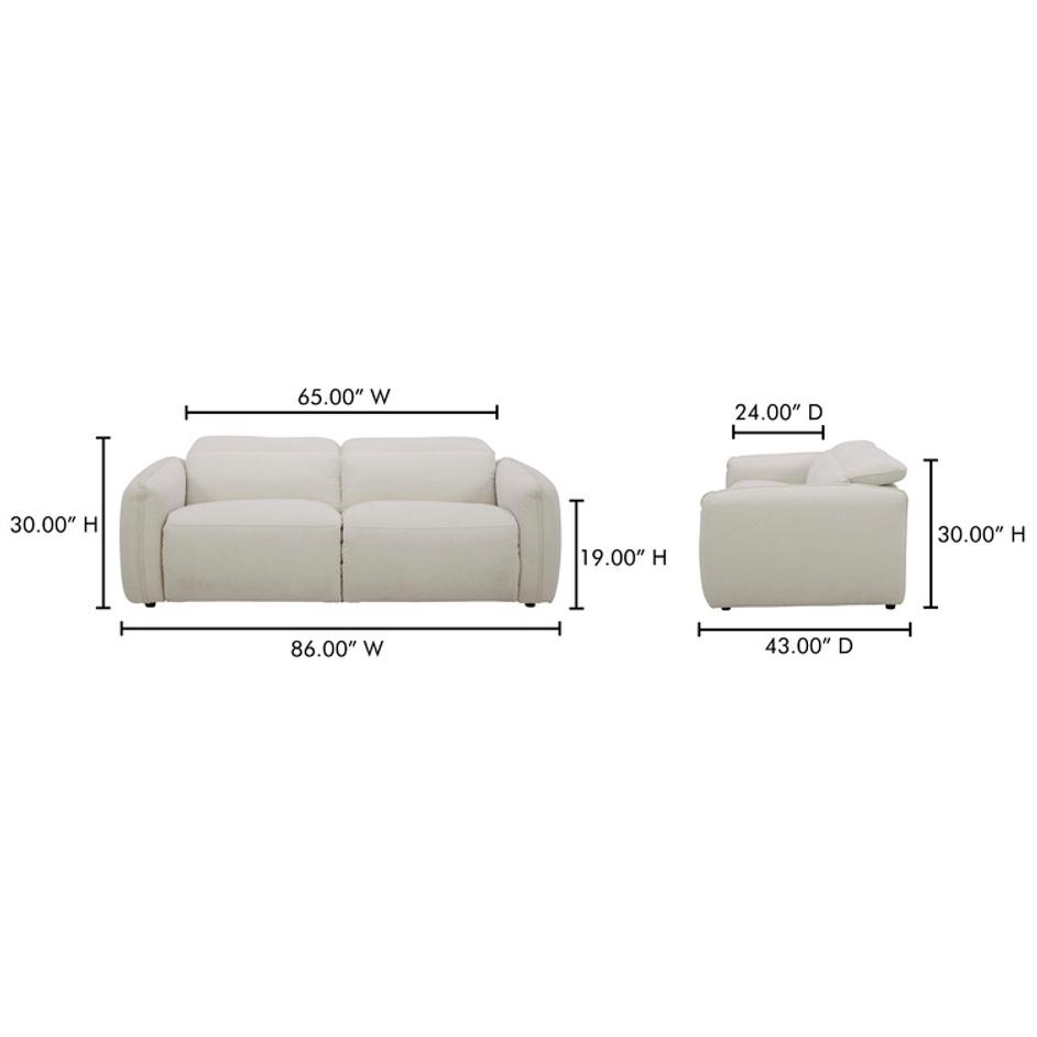 Eli Power Recliner Sofa Warm White by Moes Home