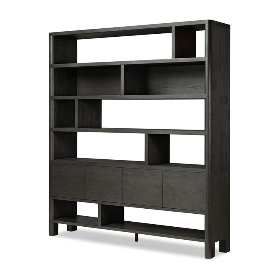 Noeline Wide Bookcase - Smoked Black Oak by Four Hands
