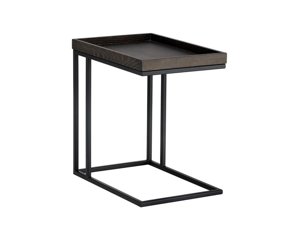 Arden C-shaped End Table - Black - Charcoal Grey by Sunpan