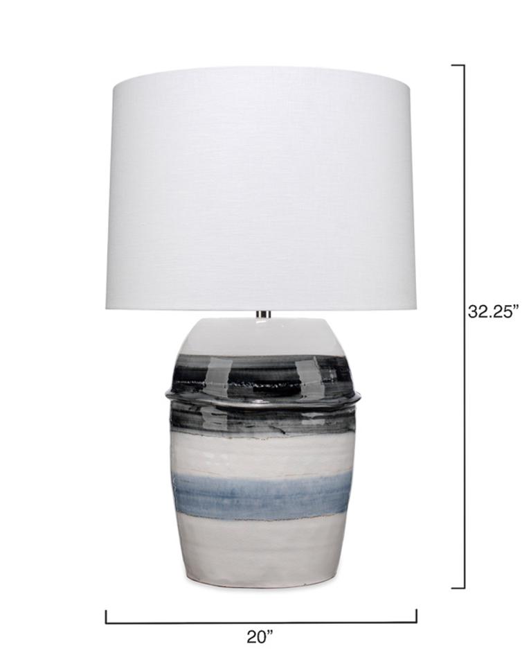 Horizon Striped Ceramic Table Lamp with Linen Shade by Jamie Young