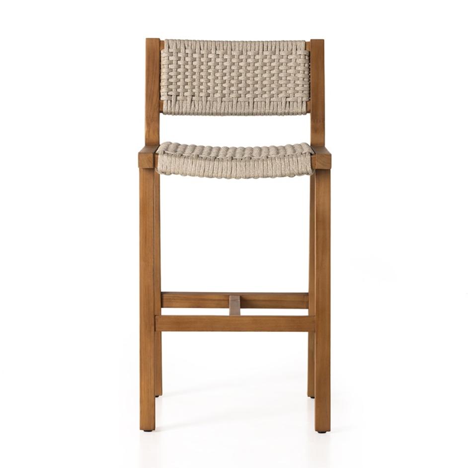 Delano Outdoor Bar Stool In Natural Teak by FOUR HANDS