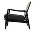 Lichtenstein Sungkai and Mindi Wood Chair with Peeled Rattan Detailing in Charcoal Black with Black Cotton Upholstery by Noir Furniture