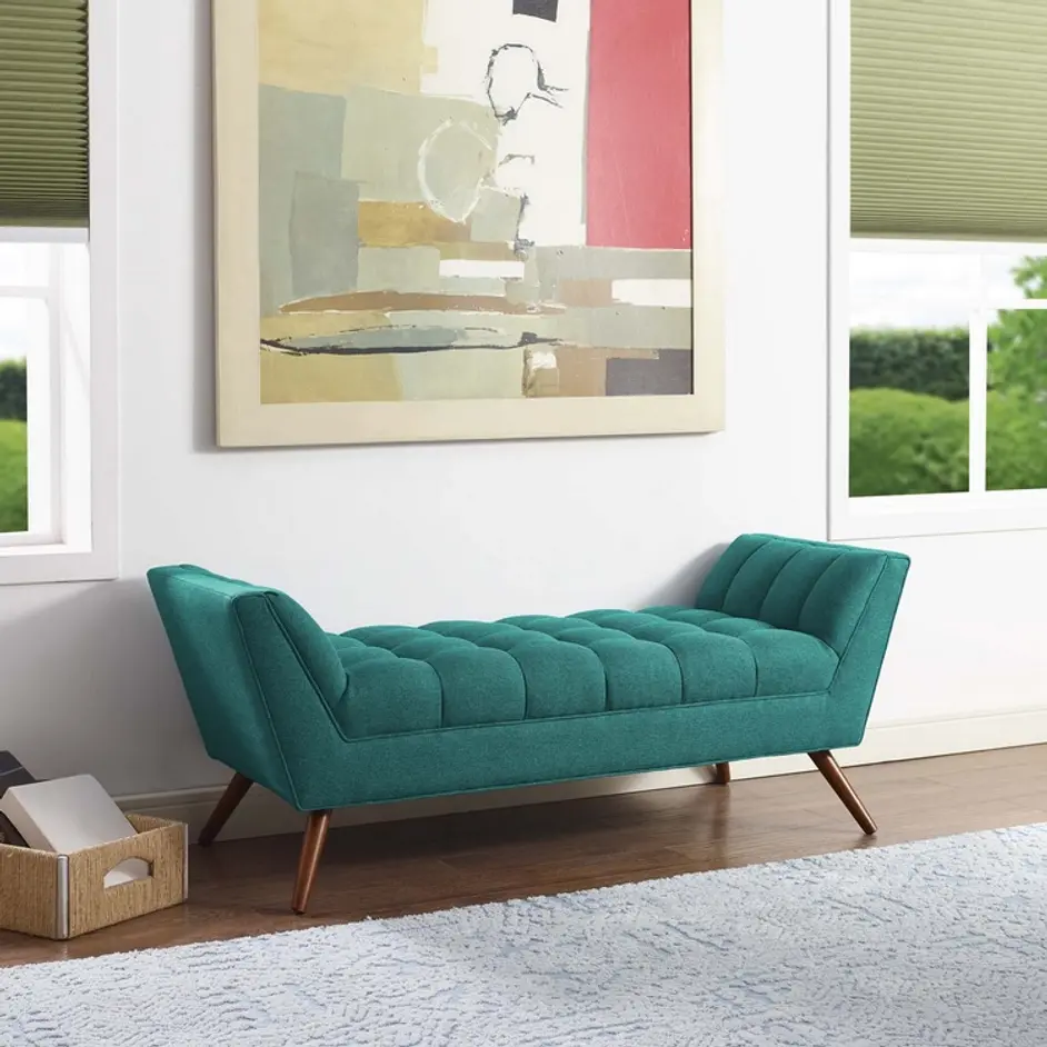 Vestry Medium Upholstered Fabric Bench In Teal by Modway Furniture