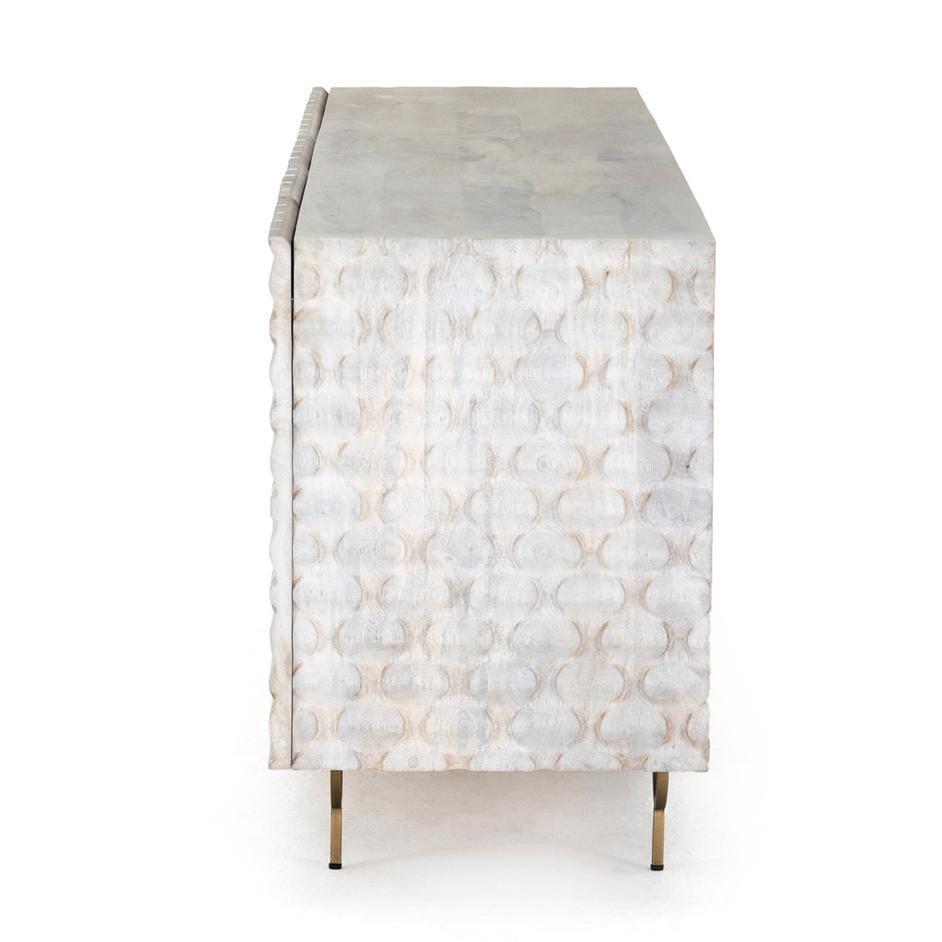 Rio Media Console-Round Cut White Wash by FOUR HANDS