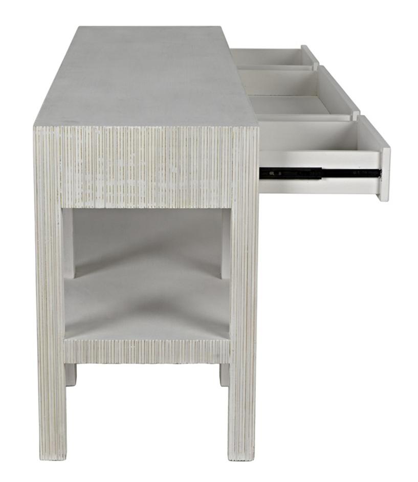 Conrad Mahogany and Veneer Console in White Wash Finish by Noir Furniture
