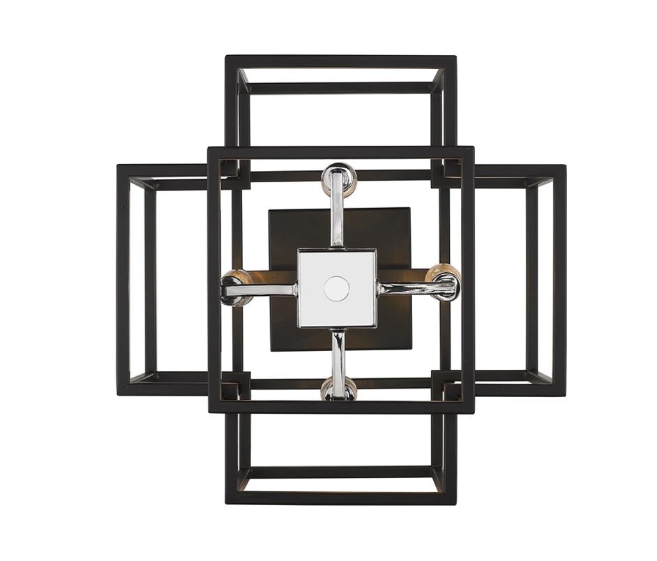 Titania 4 Light Semi Flush Mount in Black + Chrome Finish by Z-Lite