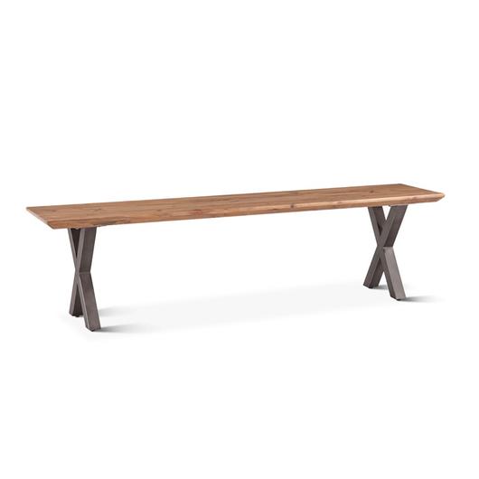 Bern 68" Bench, Smoke Acacia, Natural Steel by Home Trends & Design